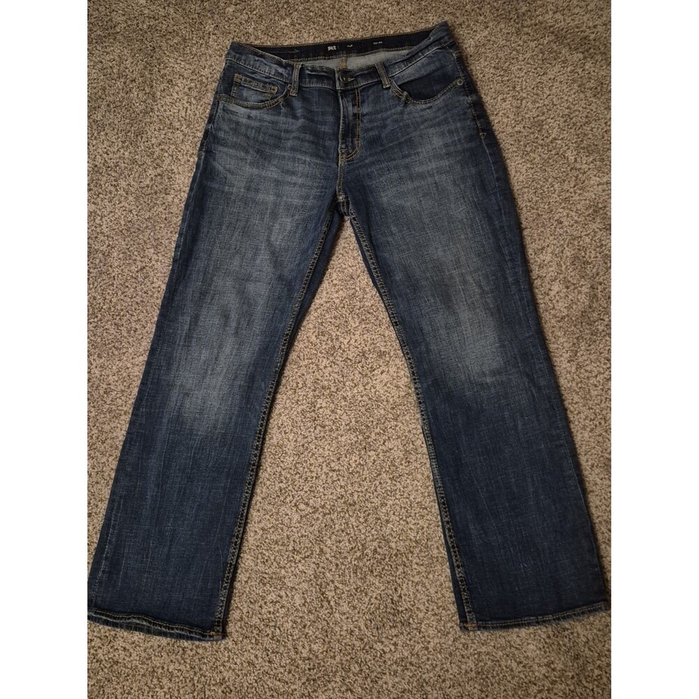 BKE Jeans Men 33/30 Blue Tyler Loose Straight Baggy Buckle Denim Pants  Cowboy
